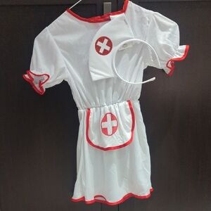 Kids Nurse Costume with Headband - White and Red - 3-4T